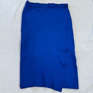 Gabrielle Union Womens Blue Rayon Nylon Knee Length Skirt Sz Large Career Office